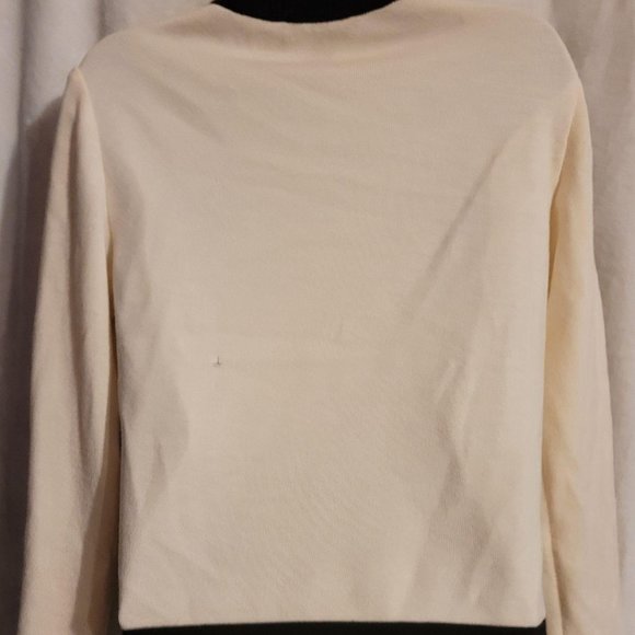 St. John 100% Wool Beige/Black Floral Full Zip Car - Picture 2 of 7